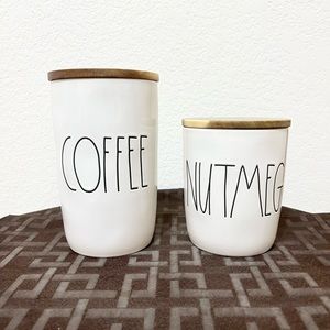 Rae Dunn cellar set COFFEE cellar and NUTMEG cellar